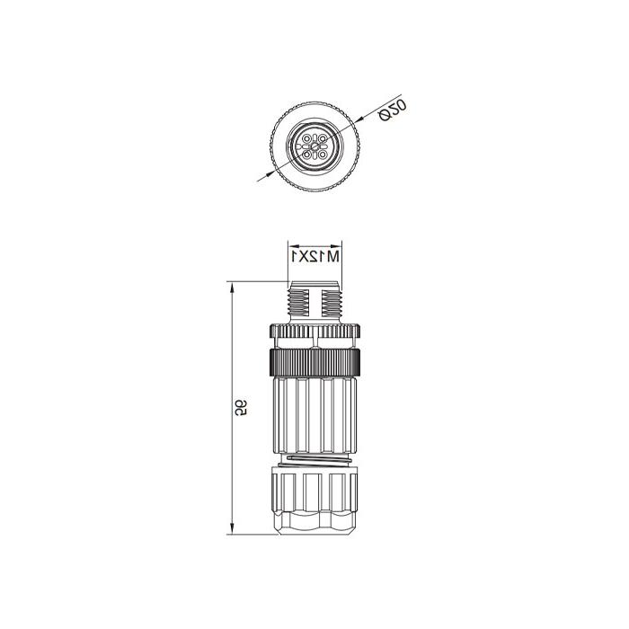 M12 4Pin，直公，螺钉连接，64F121